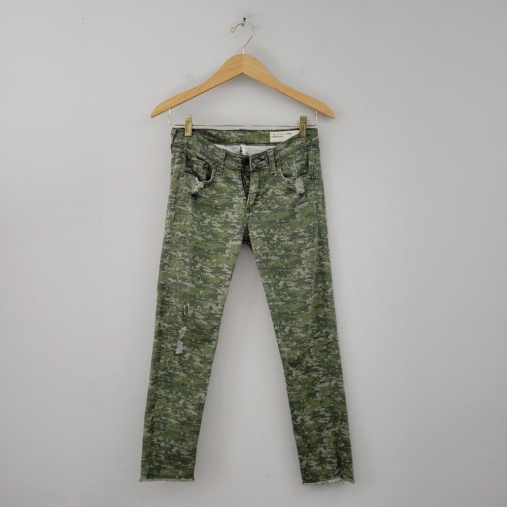 Rag & Bone Dash Slouchy Skinny Camo Destroyed Jeans Sz 24